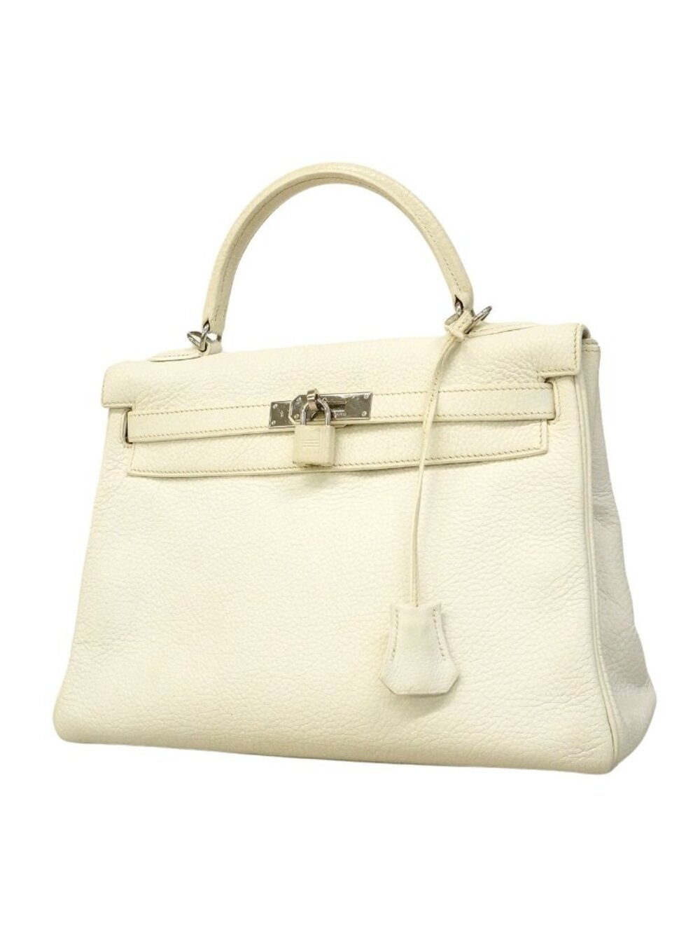 Hermes Handbag Kelly 32 Taurillon Clemence White Silver